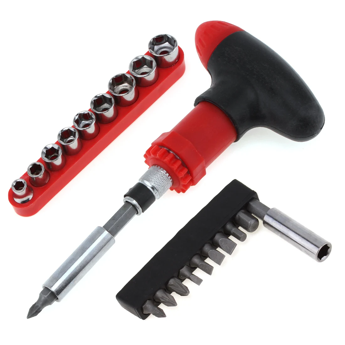

T-type Ratchet Screwdriver Wrench S2 Bit Multifunction Hand Tool Sets + 19pcs S2 Bits and Socket Head Ratchet Wrenches