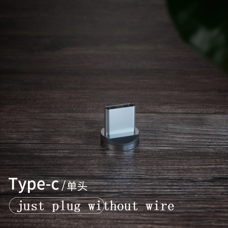 only Type C Plug Светодиодный зарядный кабель с магнитным разъемом USB для Micro iphone type C, светящийся провод для передачи данных для iphone Samaung huawei Micro Kable - Цвет: only Type C Plug