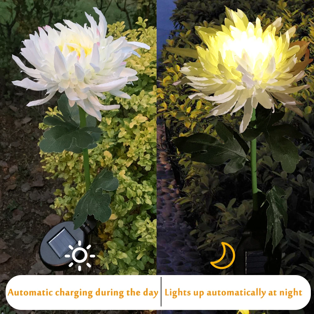 

Artificial Flower Solar Light Outdoor Landscape Flower Decoration Waterproof Garden Lawn Night Light LED Chrysanthemum Light