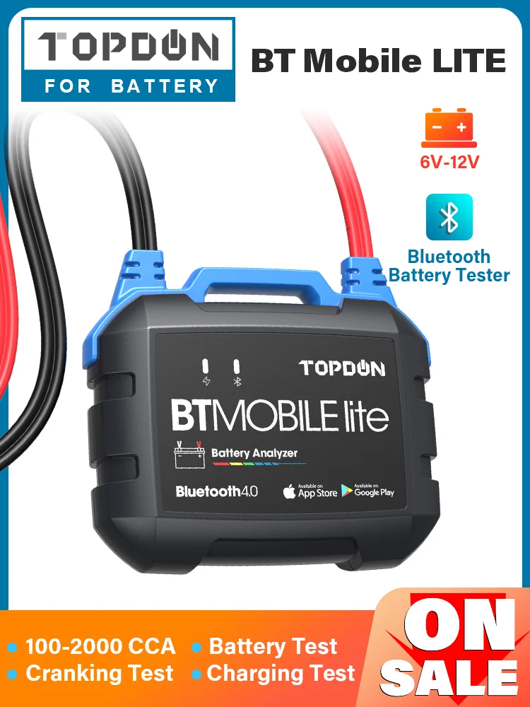 Тестер автомобильного аккумулятора TOPDON Bluetooth 12 В 100-2000CCA | Автомобили и мотоциклы