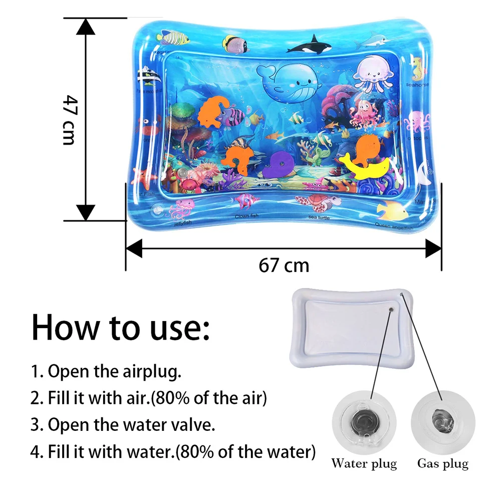 Детский водный игровой коврик для детей 3 6 9 месяцев надувной детский с животиком