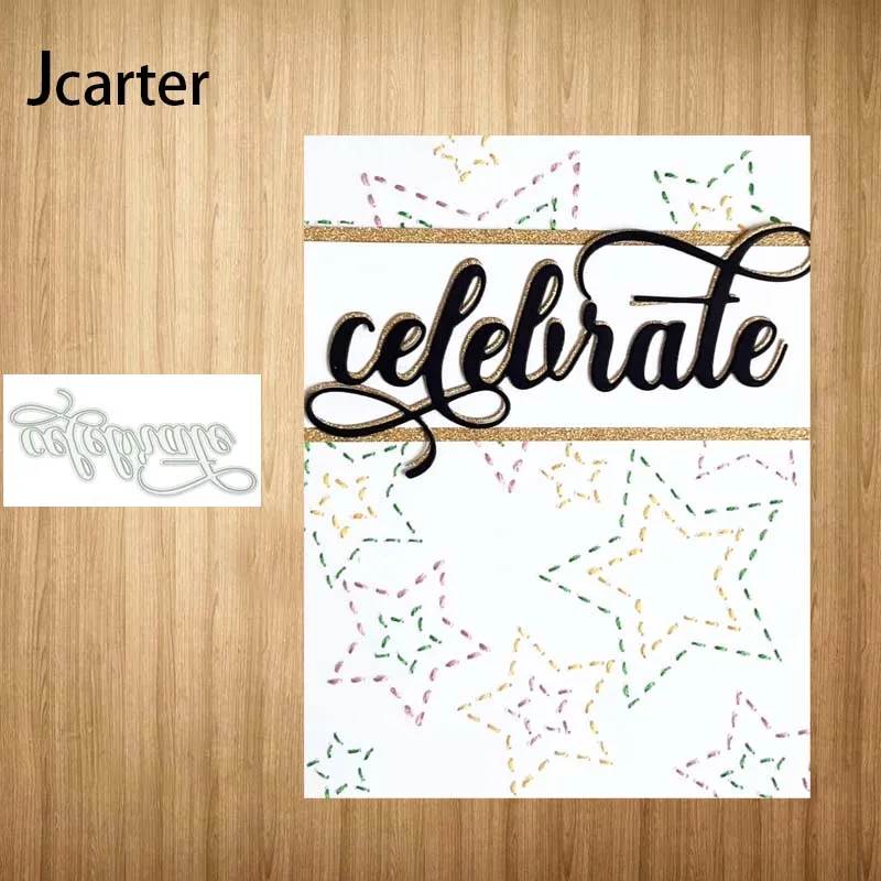 

2021 New Metal Cutting Dies Celebrate Letters Craft Stencil Diy for Scrapbooking Handmade Card Make Shape Album Decoration Model