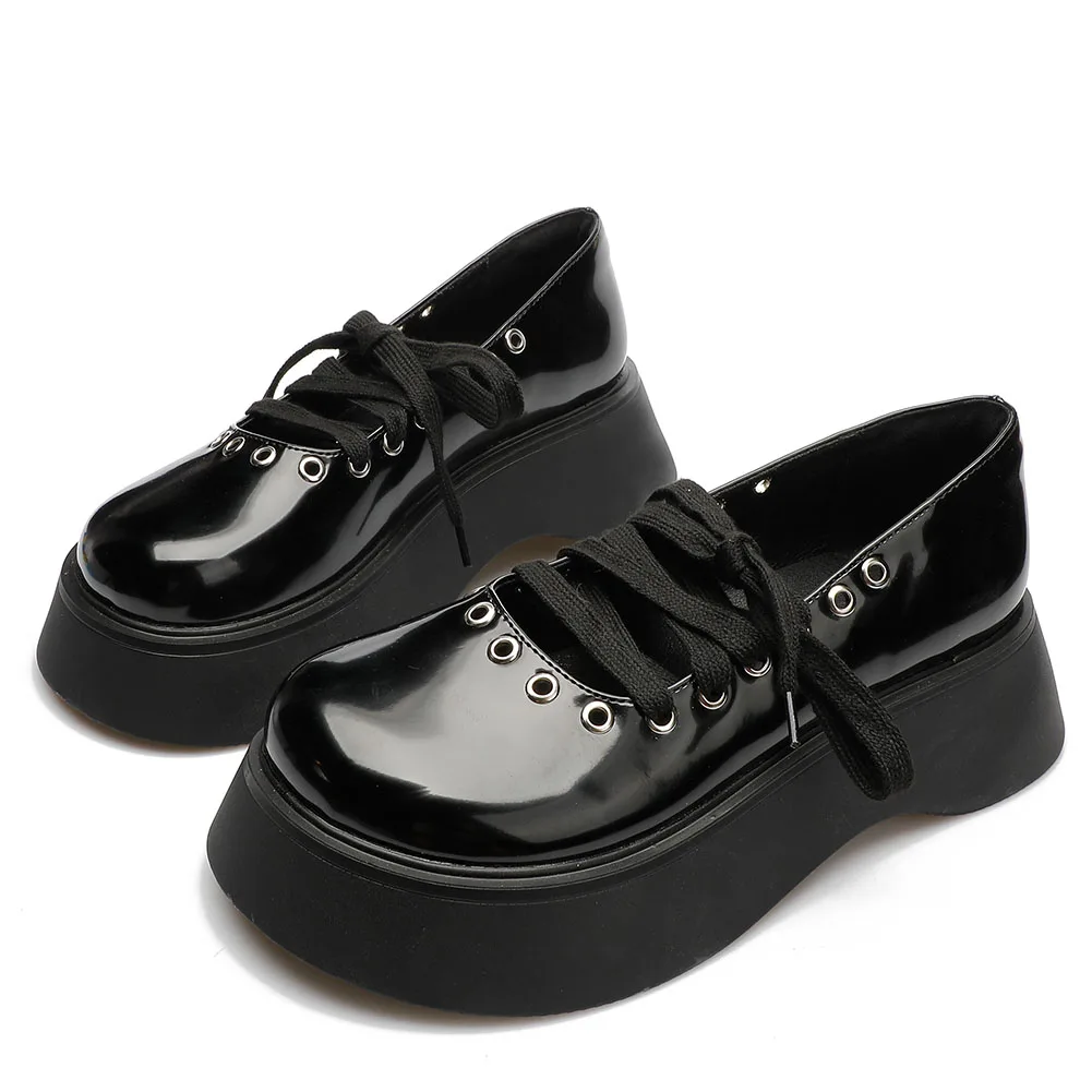 

Fashion Girls cross-tied Pumps Thick Soled Concise Popular Marry Jane Shoes Woman Korean Style Simple High Quality Wedges Heel