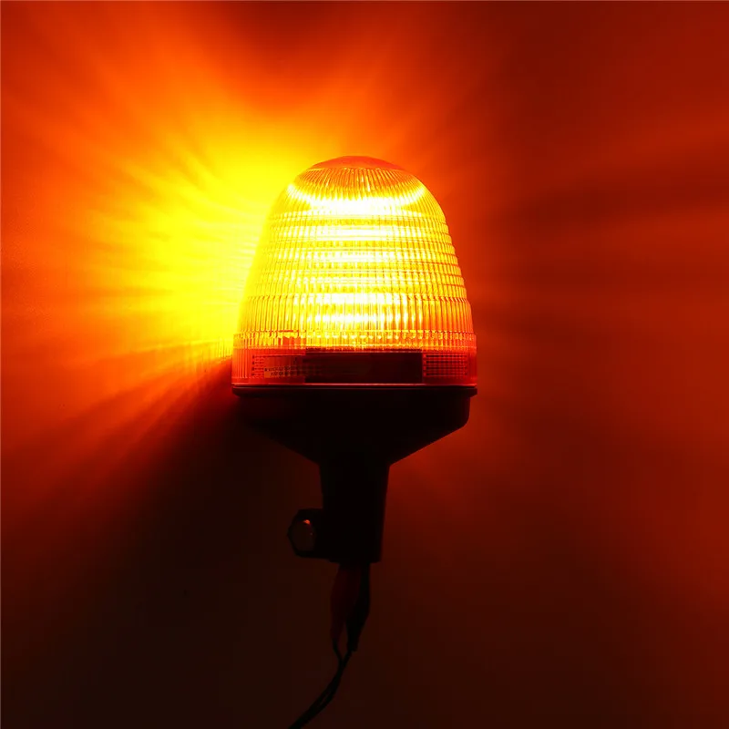 

60 LED Safurance LED Rotating Flashing Amber Beacon Flexible DIN Pole Tractor Warning Light Traffic Light Roadway Safety 12V 24V