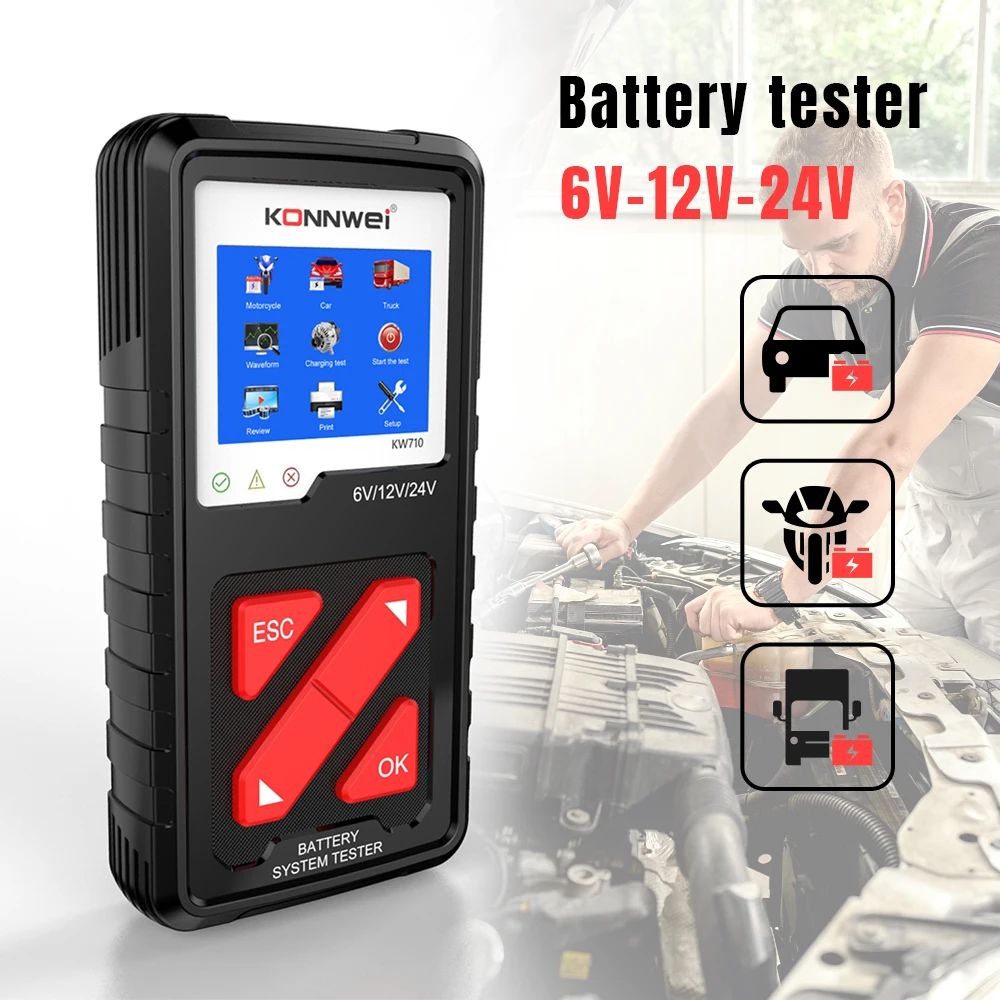 

KW710 12-24V 3.2 Inch Car Battery Detector Screen Cranking Charging System Tester Auto Diagnostic Tool