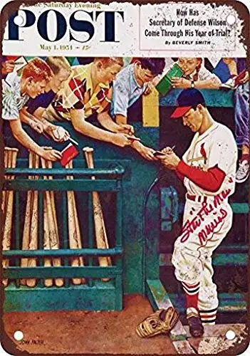

8 x 12 Metal Tin Sign Stan Musial Saturday Evening Post Vintage Look Reproduction Retro Decor