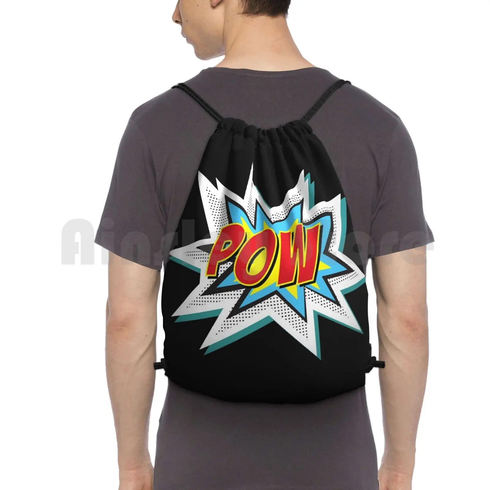 

Comic Book Superhero Pow Backpack Drawstring Bags Gym Bag Waterproof Comic Superhero Pow Hit Words