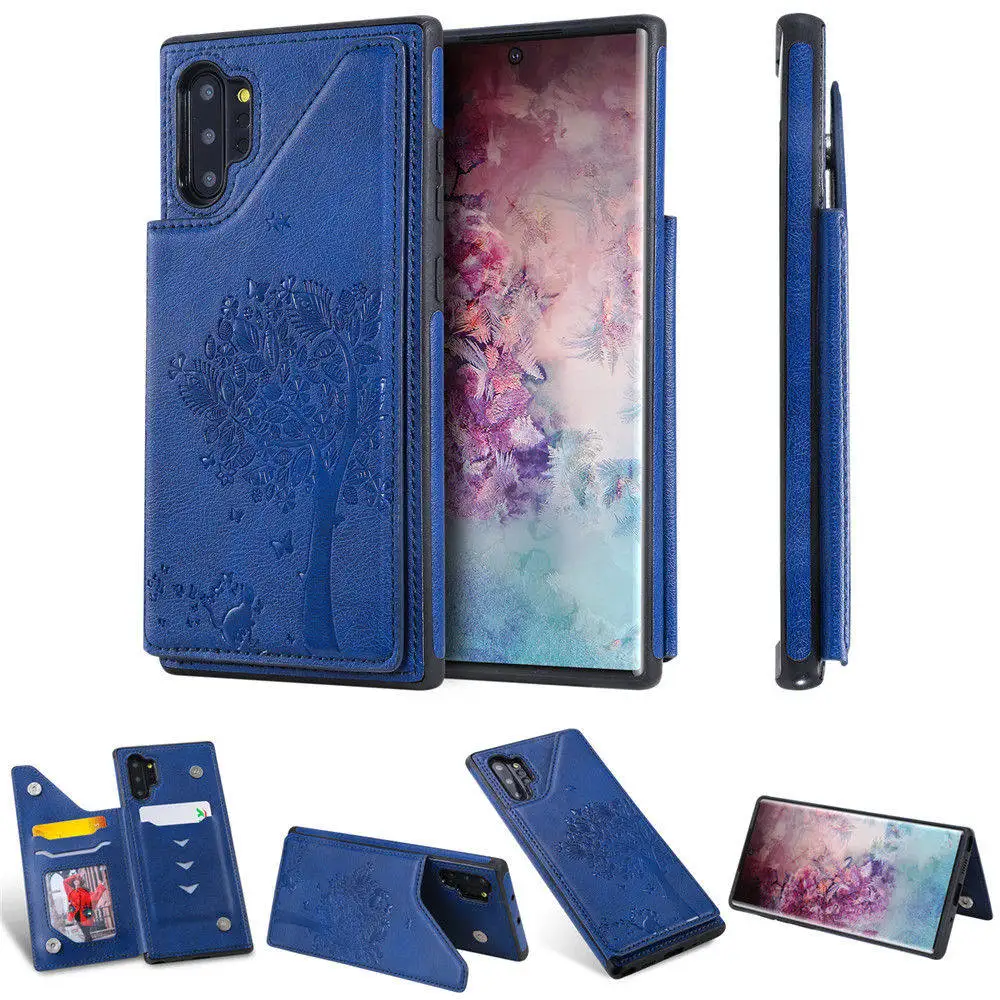 Для samsung Galaxy Note 10 Note 10+ 5G Чехол кожаный флип чехол-портмоне держатель чехол для samsung Note 10pro Note10 Plus Fundas - Цвет: Blue