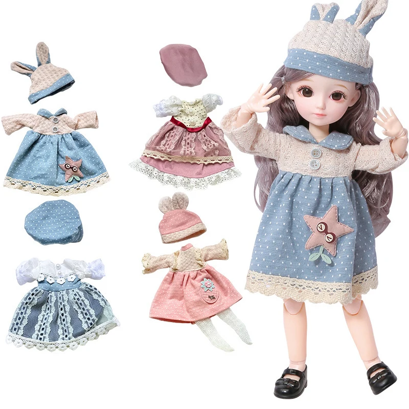 12 дюймов Bjd кукла Blyth одежда платье аксессуары ткань из хлопка DIY со шляпой для 30 см