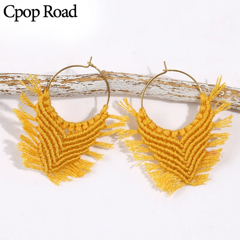 Женские серьги ручной работы в стиле бохо Cpop Элегантные Круглые Золотые сережки