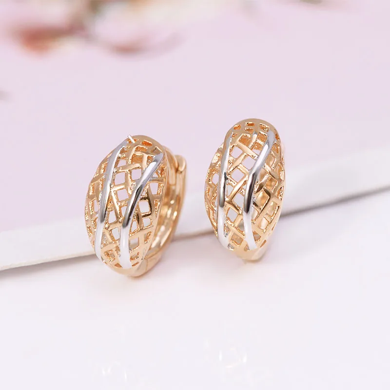 Женские серьги-кольца MxGxFam 18 K белые золотые без камня в классическом стиле |