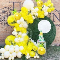116pcs yellow white balloon garland arch kit big aluminum foil pineapple wedding birthday baby shower decorations