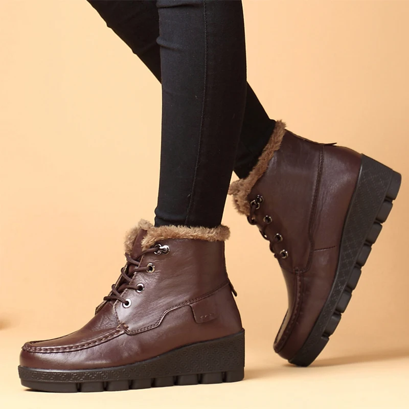 2019 женские зимние ботинки высокого качества ботильоны из натуральной кожи