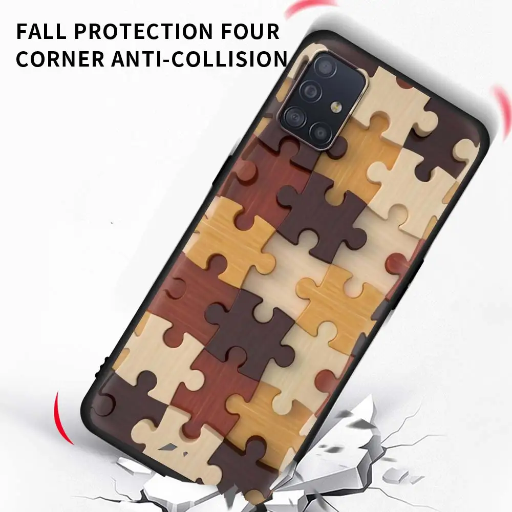 

Block Wood Phone Case For Samsung Galaxy A51 A71 A21S M31 M31s M30s A31 A41 A11 A01 M51 Soft Matte Coque Back Cover