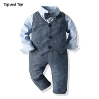 top and top infant boys clothing sets boys gentleman suit long sleeve shirt with bowtiewaistcoattrousers baby boy tuxedo