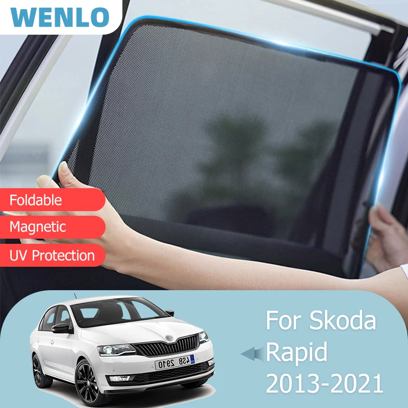 

For Skoda Rapid 2013-2021 Front Windshield Car Sunshade Side Window Blind Sun Shade Magnetic Visor Foldable Mesh Curtains Cover