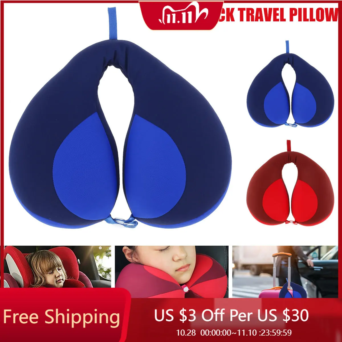 

U-Shaped Pillows for Child Children's Travel Pillow 360 Degree Head Neck Support for Comfortable Sleep Pillow on Car