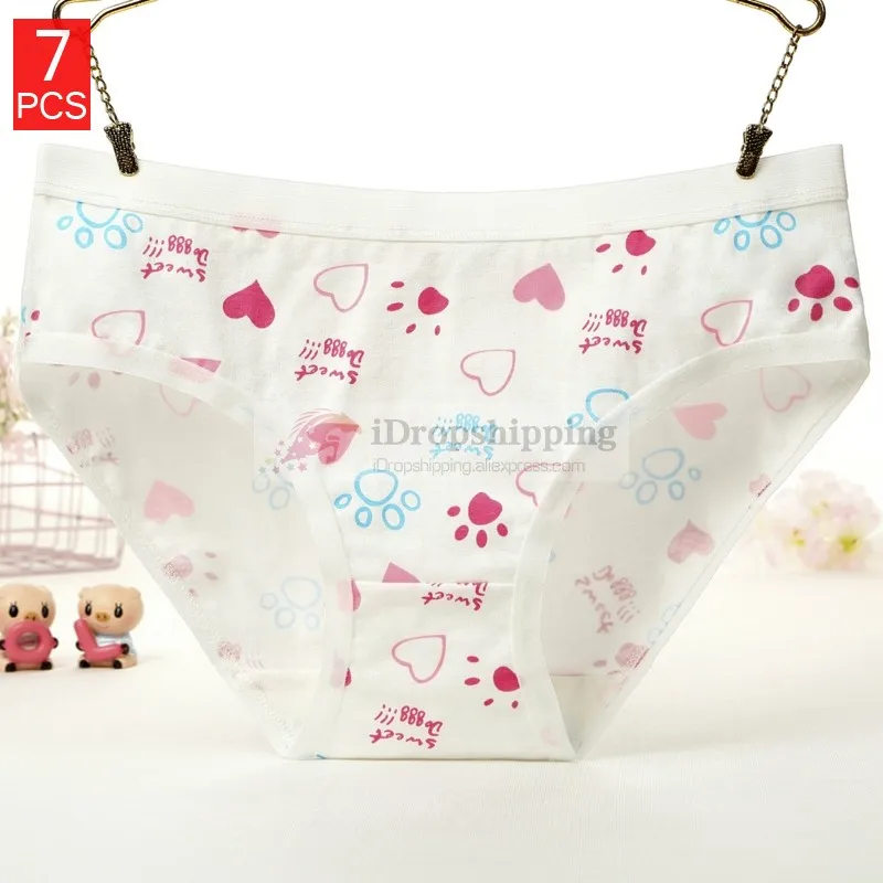 7footLove 7PCS трусы женские предметов хлопок Для женщин нижнее белье Плюс Размеры брюки большой Для женщин s женские Трусики для девочек трусики малоэтажных трусы бесшовные трусы белье для женщин M~ 3XL - Цвет: 7footLove