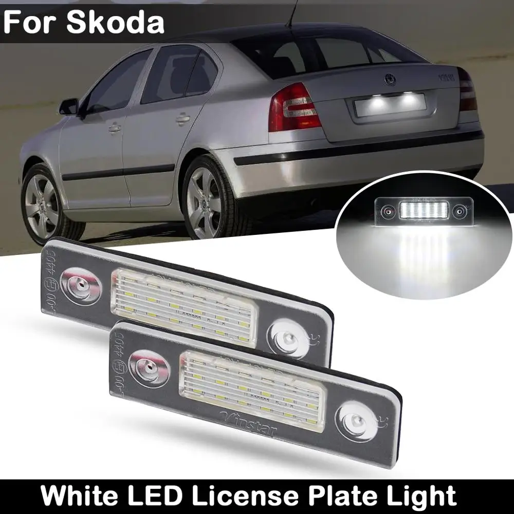

2 шт. для Skoda Octavia II 2009-2012 Roomster 5J 2006-2010 высокая яркость белый светодиод подсветильник номерного знака Лампа