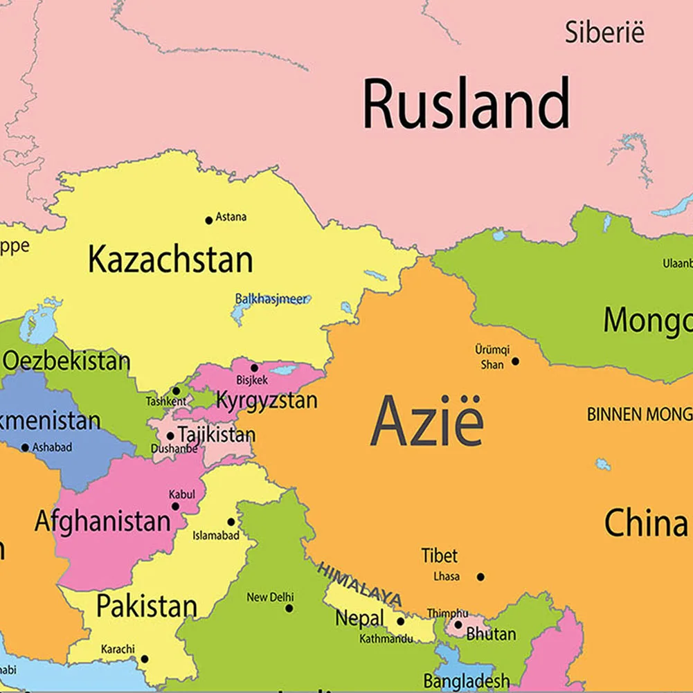 

225*150cm The World Map Large Poster Non-woven Canvas Painting Wall Home Decoration Children School Supplies In Dutch