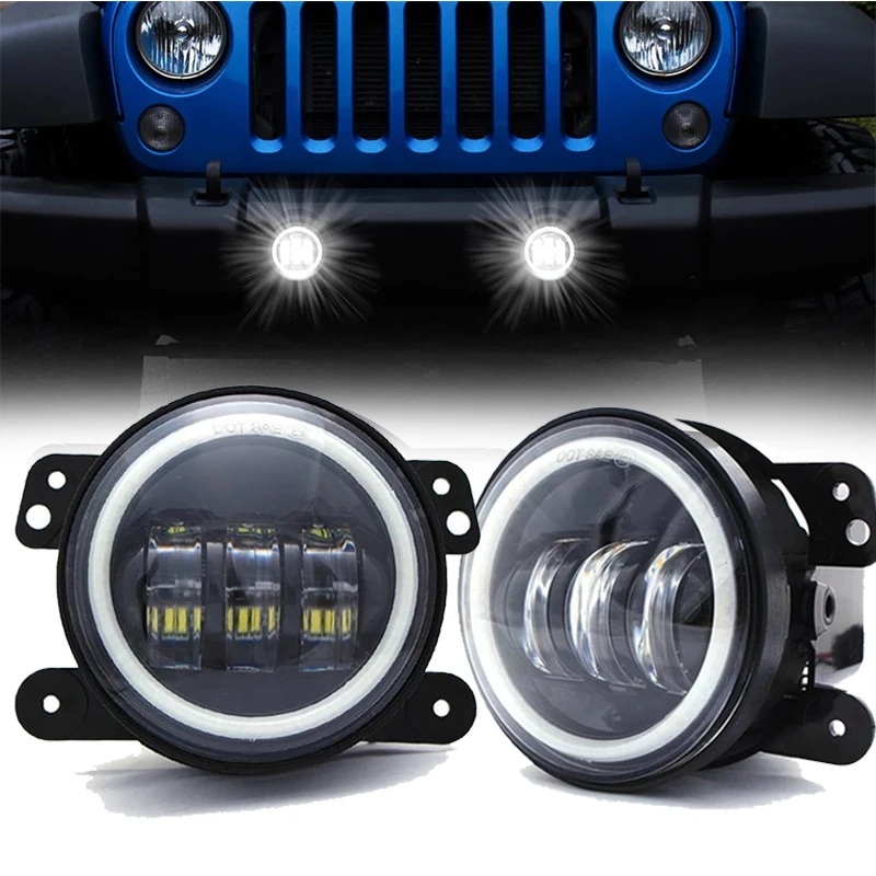 

Pair 4inch Round LED Fog Lights LED Chips Driving Lamp for JK TJ CJ Jeep Wrangler 97-17 Fog lamp