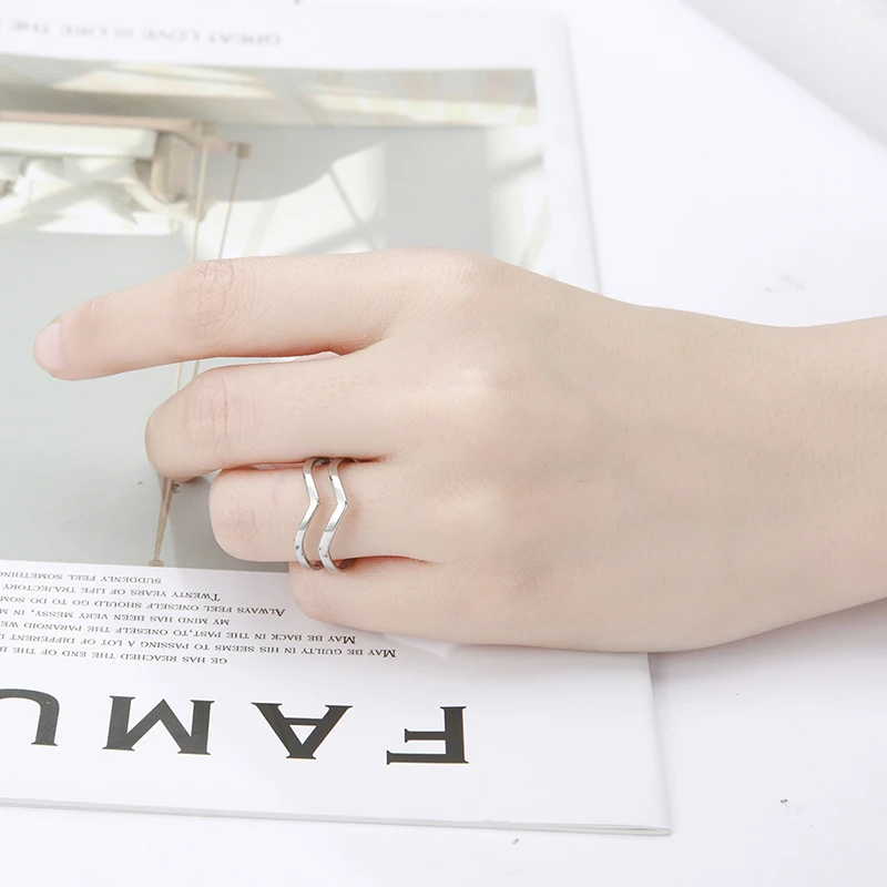 Unift простая двойная линия женские кольца из полированной нержавеющей стали