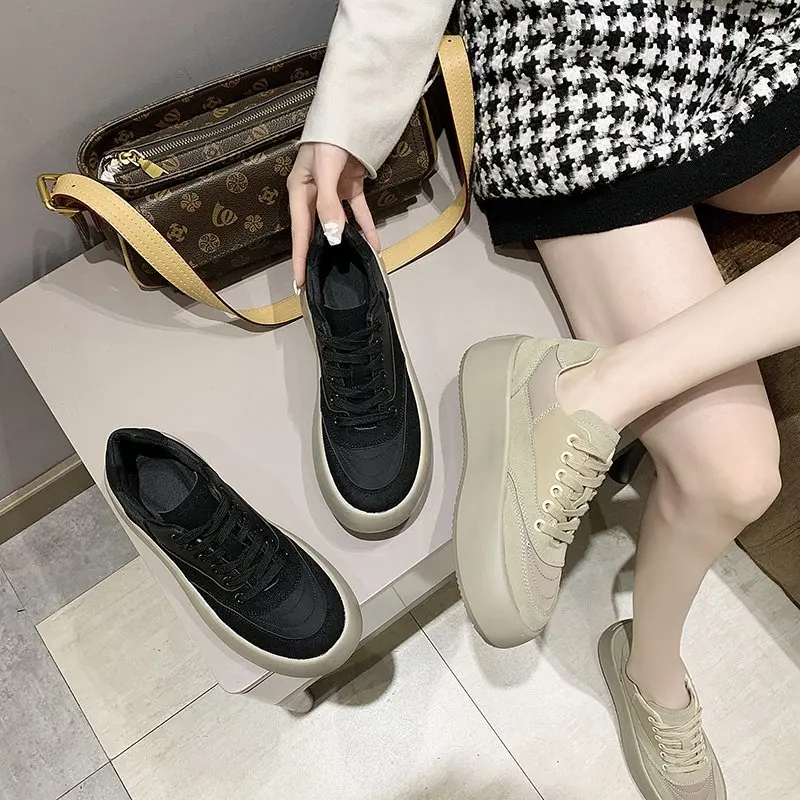 

2021 new casual women's sports shoes lace-up platform shoes ladies thick-soled vulcanized shoes comfortable footwear women
