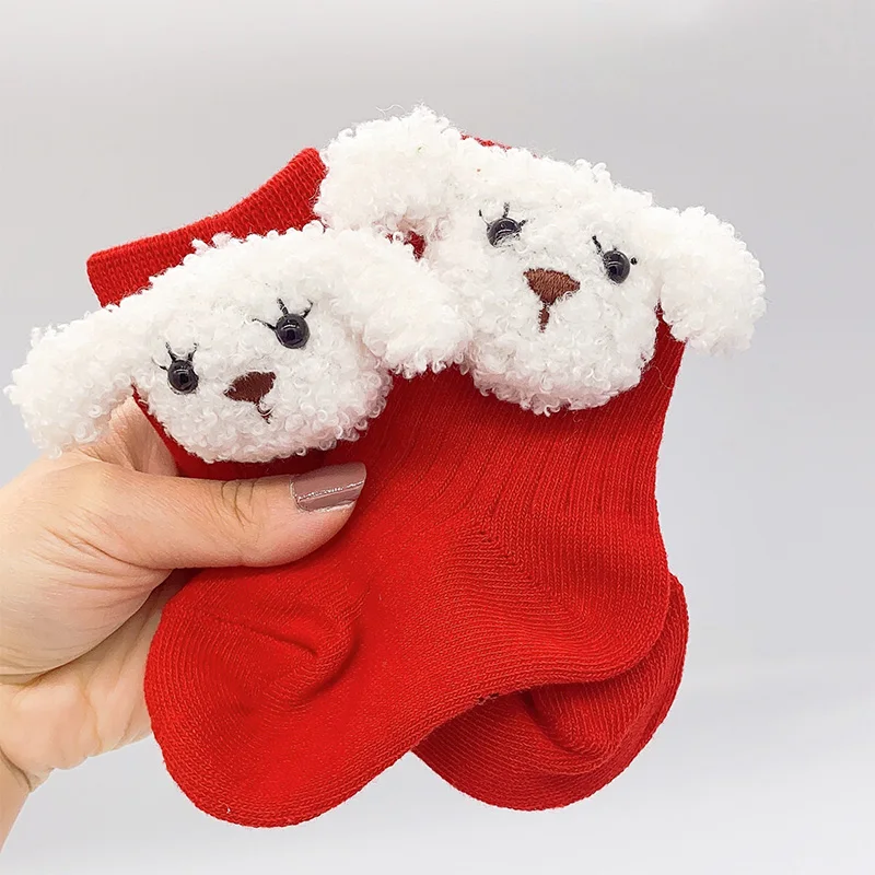 5 Pairs/lot Christmas Theme Kids Socks Cartoon Jacquard Socks Red Christmas Baby Socks for Babies Autumn Socks for Newborns