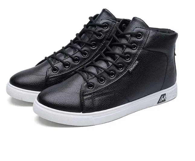 

Осенне-зимняя обувь с высоким верхом, модная сохраняющая тепло мужская повседневная обувь из искусственной кожи, трендовые износостойкие м...