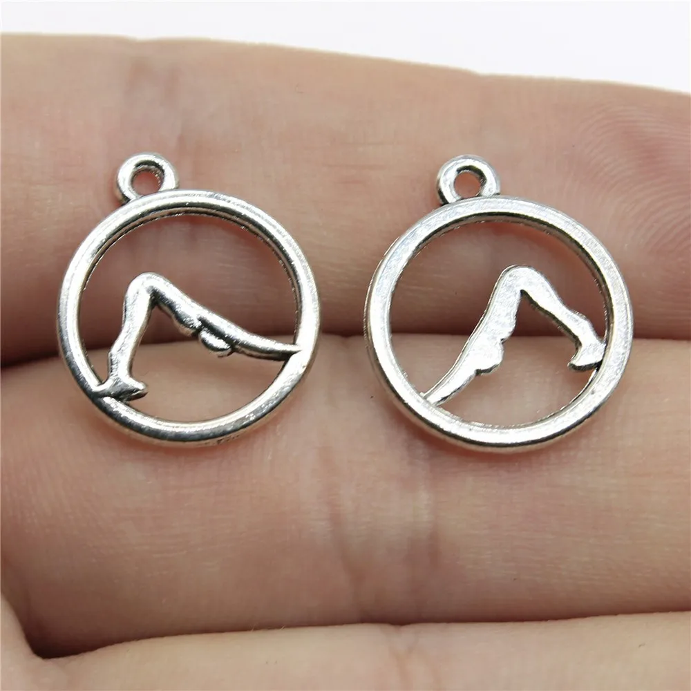 

20pcs 19x16mm Antique Silver Color Yoga Charms For Earring Making For Jewelry Making B13301