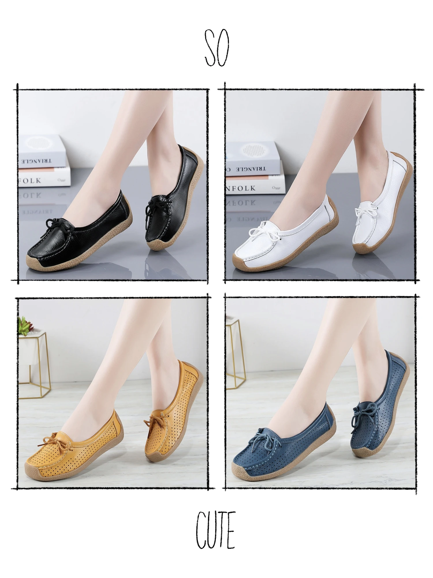 

Women's leather shoes, women's beanie flat shoes, women's hollow shoes, women's plus size shoes, summer