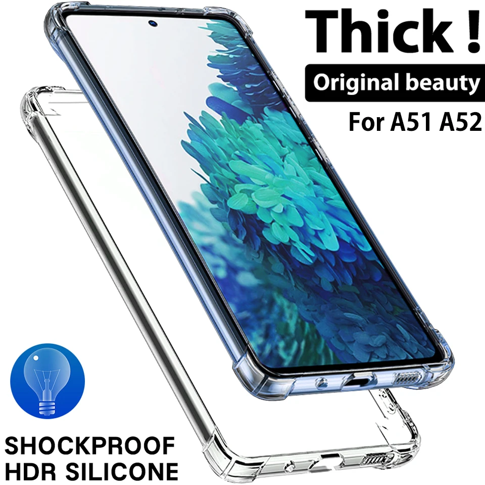 

Thicken Shockproof Clear Case For Samsung Galaxy A52 A51 S20 Fe Note 20 S21 Ultra S9 S10 Plus A32 A12 A72 A71 A21S A70 A50 Cover