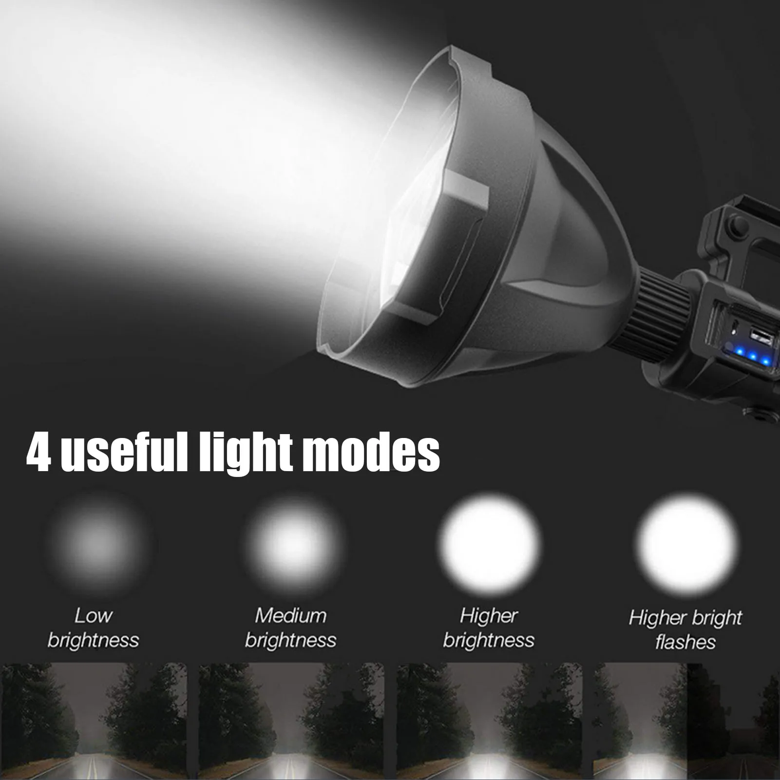 

3PCS Hand Lamp IPX6 Waterproof 8000mAh LED Rechargeable USB 50W Light With Light Stand For Outdoor