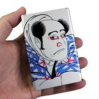 automatic sliding cigarette case box smoking gift for japanese style man ukiyoe edo period metal logo custom made color printing