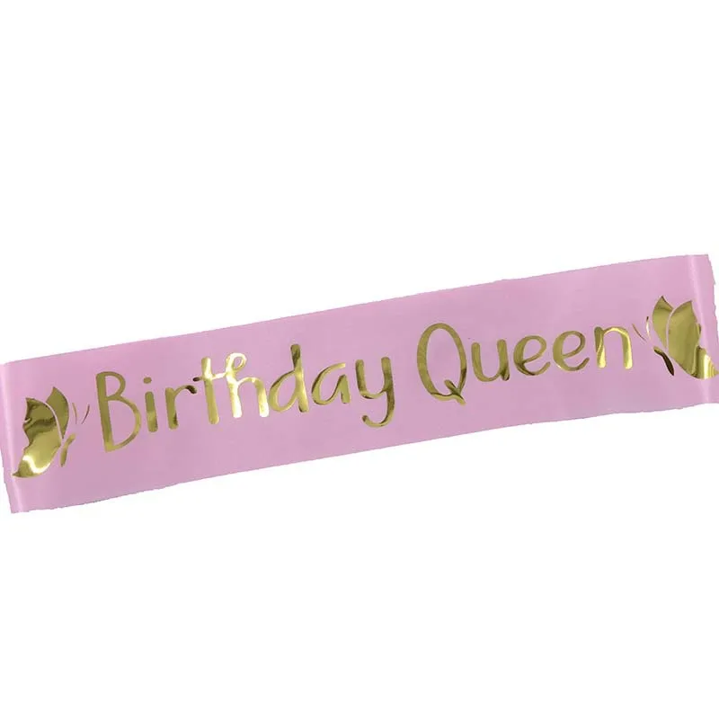 Для женщин девушек день рождения королева письмо сатин черный пояс с узором