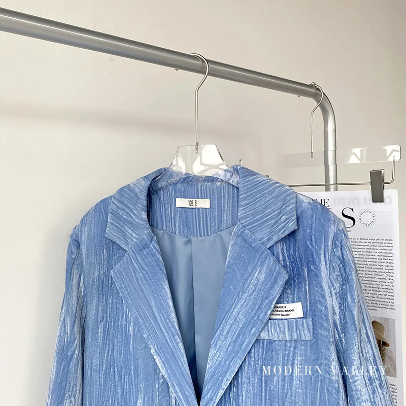 Женский вельветовый блейзер с лацканами однотонный Повседневный однобортный