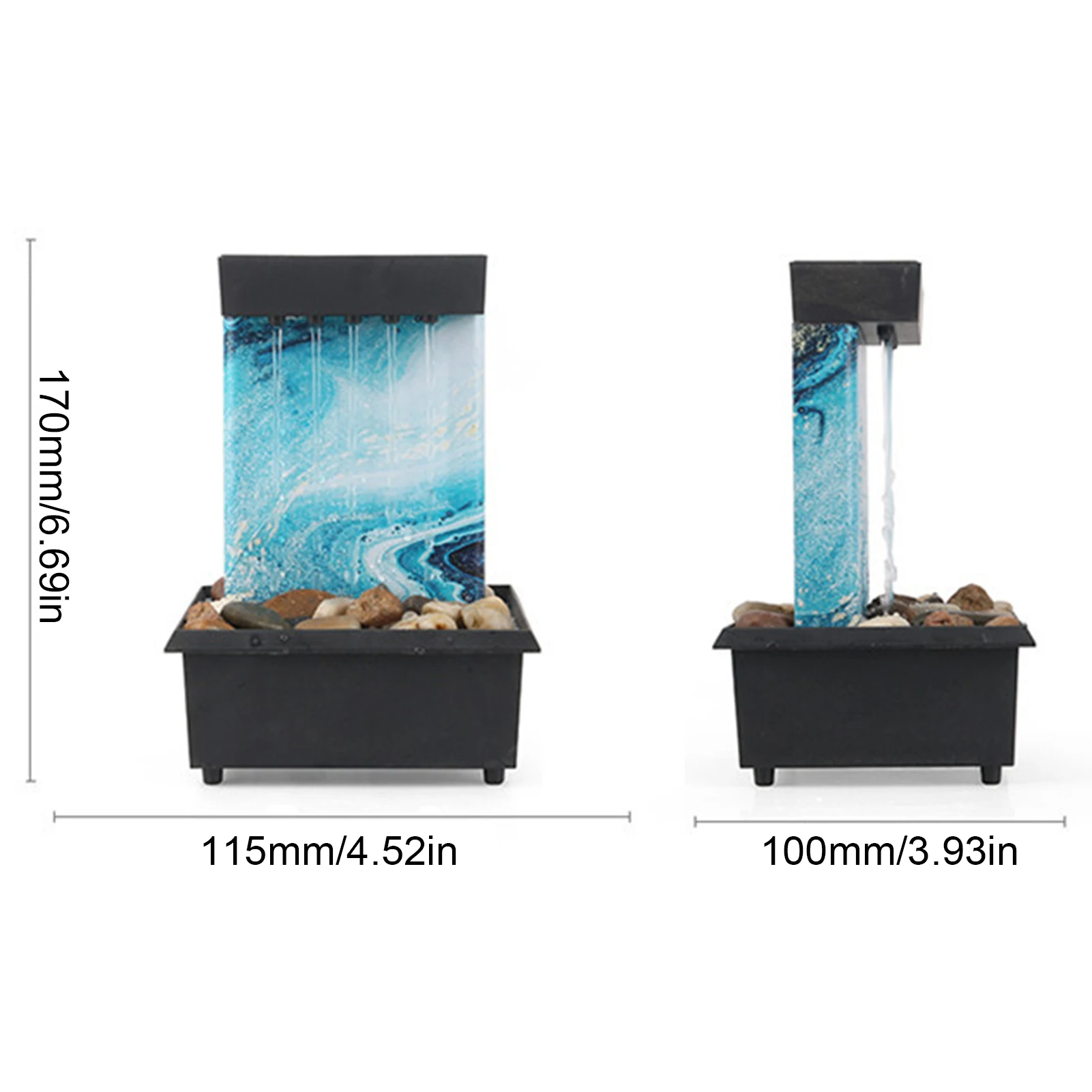 

Free Shipping Desktop Fountain Indoor Flowing Water Waterfall LED Fountain Lighted Tabletop Fountain With Stones For Home Decor