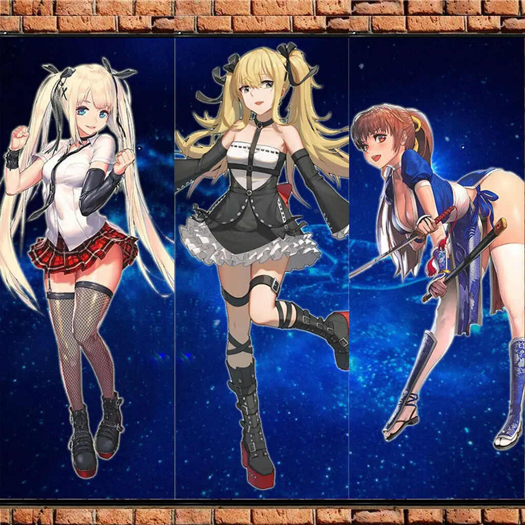 Длинный тканевый плакат настенная прокрутка игра мертвая или живая Marie Rose аниме