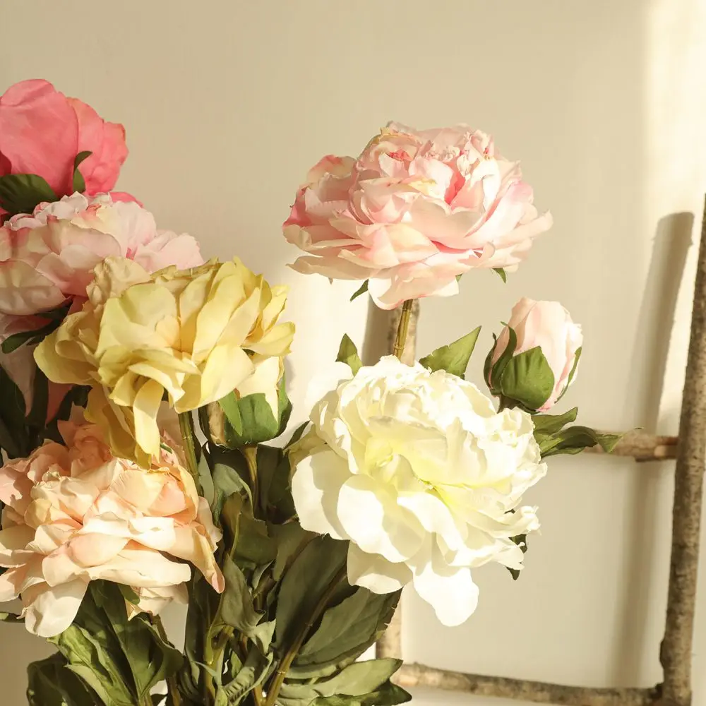 

long stem big flower head 1 head 1 bud dry peony flower artificial peony