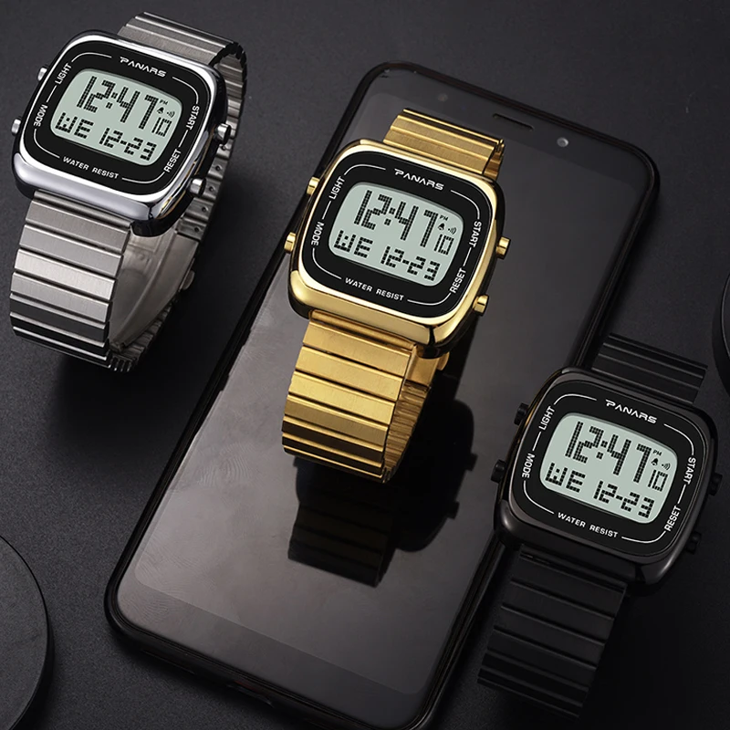 

NEW Digital Men's Watch Fashion Outdoor Sport Watches Man 50M Waterproof Alloy Case Strap Wristwatch Stopwatch Electronic