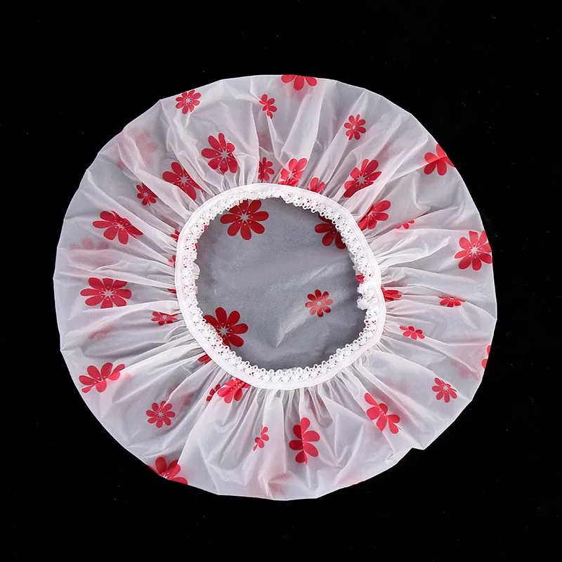 

Waterproof Shower Cap Thickened Waterproof And Oil Fume Hat High-grade Frosted Printed Lace Spa Shower Cap Hair Coloring Caps