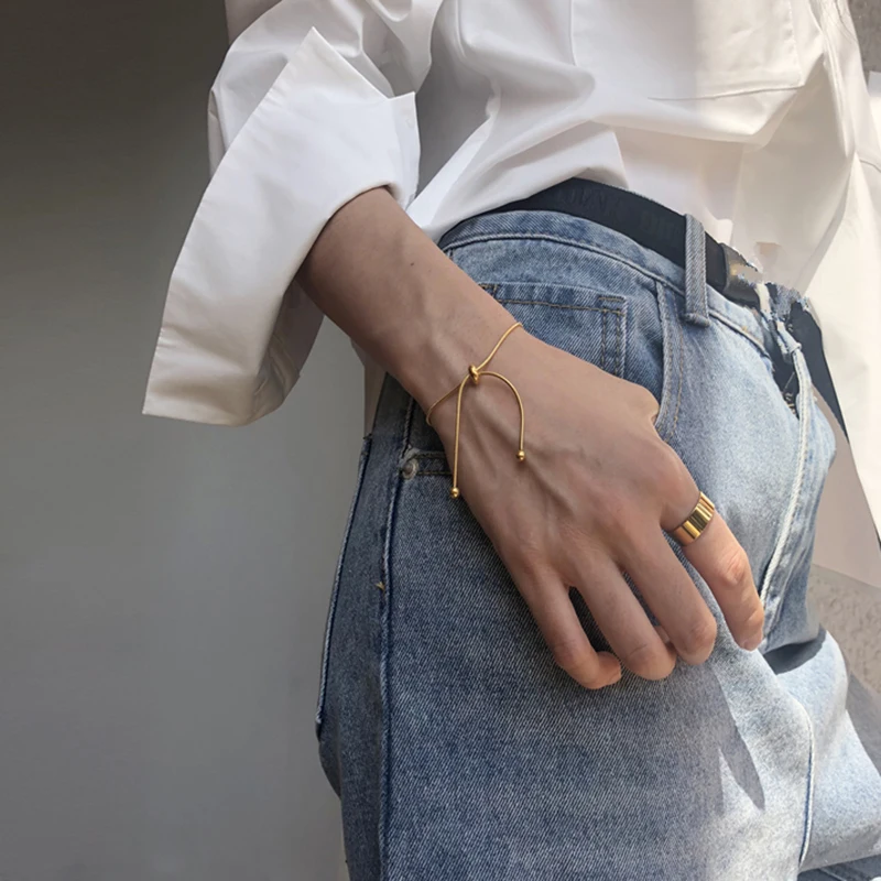 Новый Регулируемый браслет простой дизайн Золотая змея цепочка выдвижной