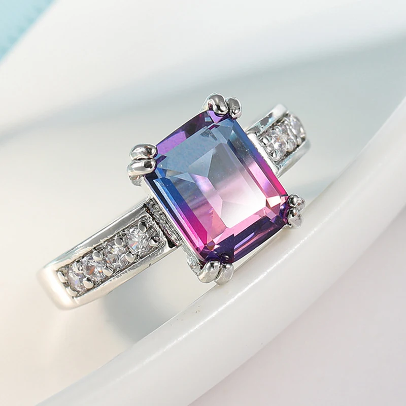 

New Nature Fushcia Purple Tourmaline Ring Fashion Finger Rings DIY Jewelry Women Beauty Accessories Fine Ornament Wholesale