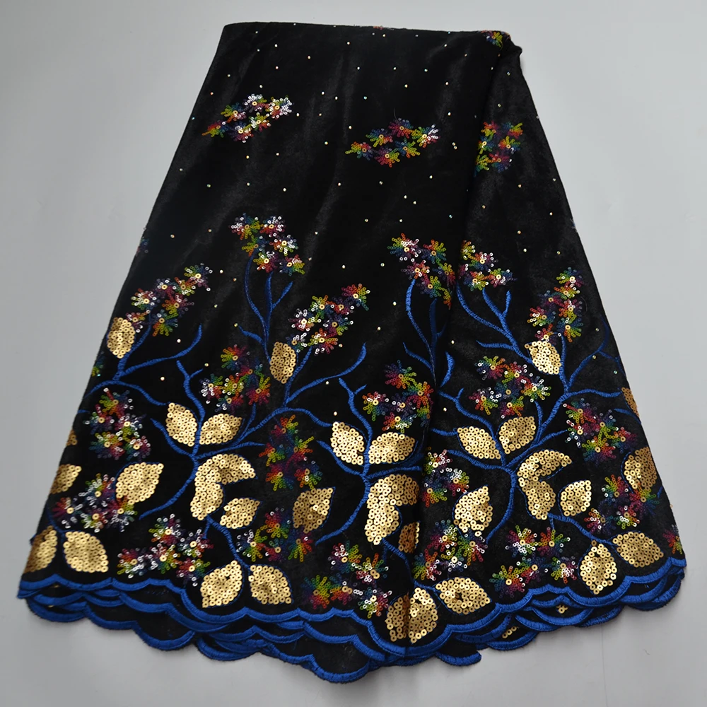 

African velvet lace fabrics sequence 2020 high quality embroidered sequins stones french mesh organza Nigerian textile for party
