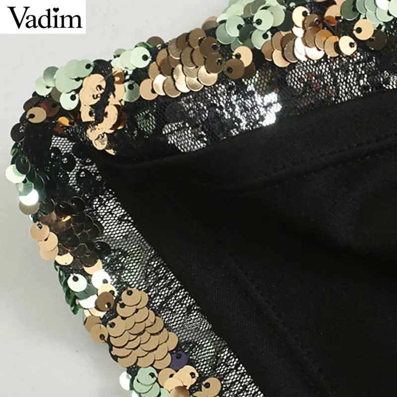 Vadim женская модная блестящая юбка миди с блестками эластичная талия боковая