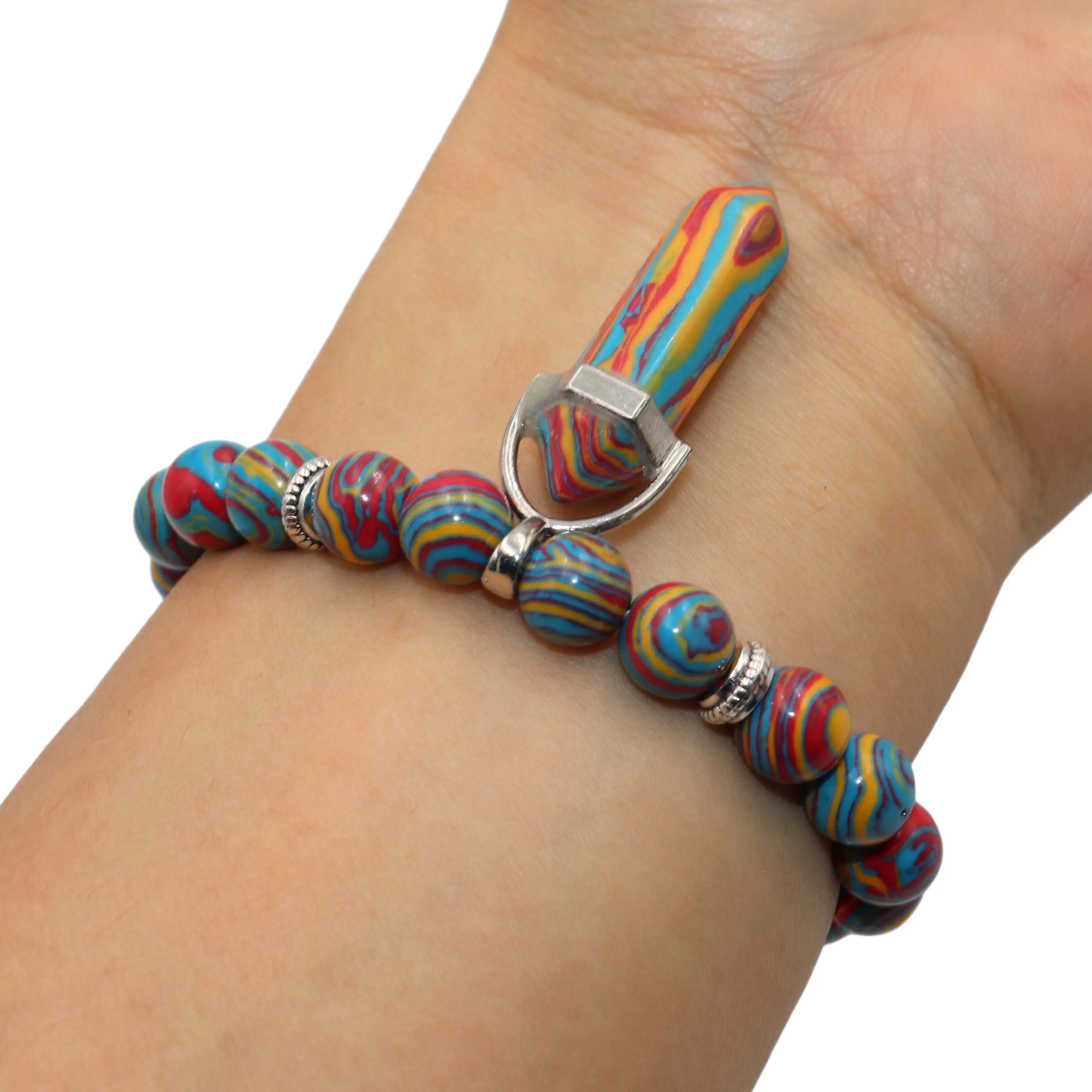 Natural stone Hexagonal Column Bracelet Men Women Lapis Lazuli Agates Tiger Eye Cat eye Stone Beads Yoga Jewelry | Украшения и