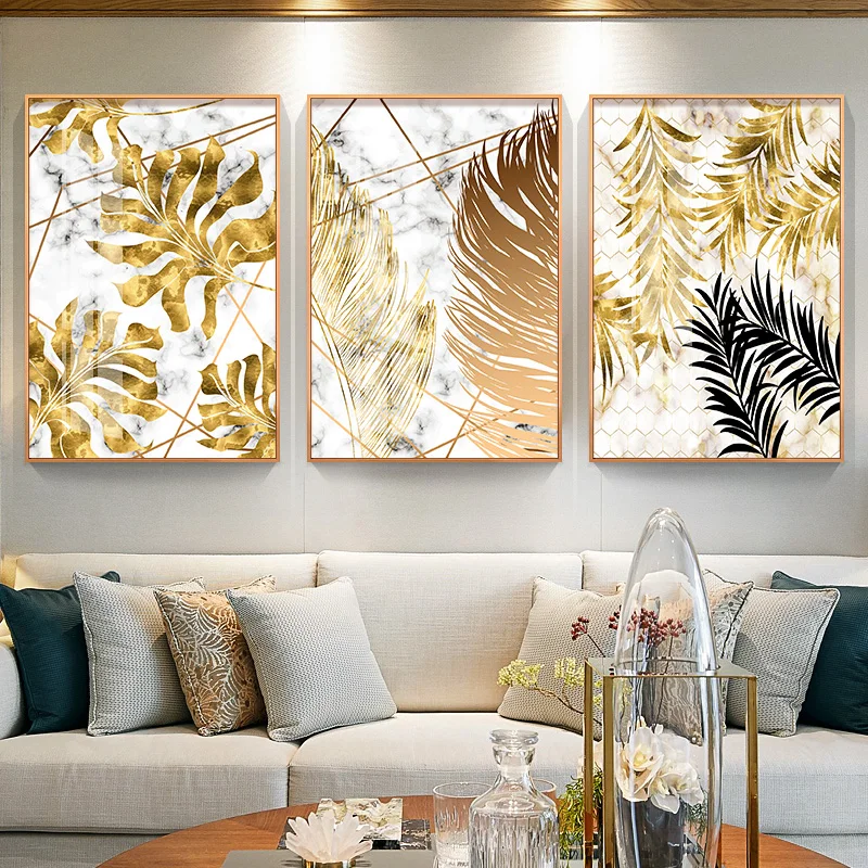 

Nordic Plants Golden Leaf Canvas Paintings Posters and Prints Wall Art Picture for Living Room Home Decoration