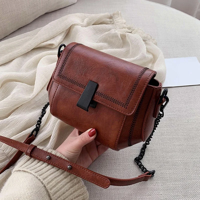 

ASDS-Flip Casual Women's Bag New One-Shoulder Messenger Bag Fashion All-Match Pu Chain All-Match Ins Small Square Bag