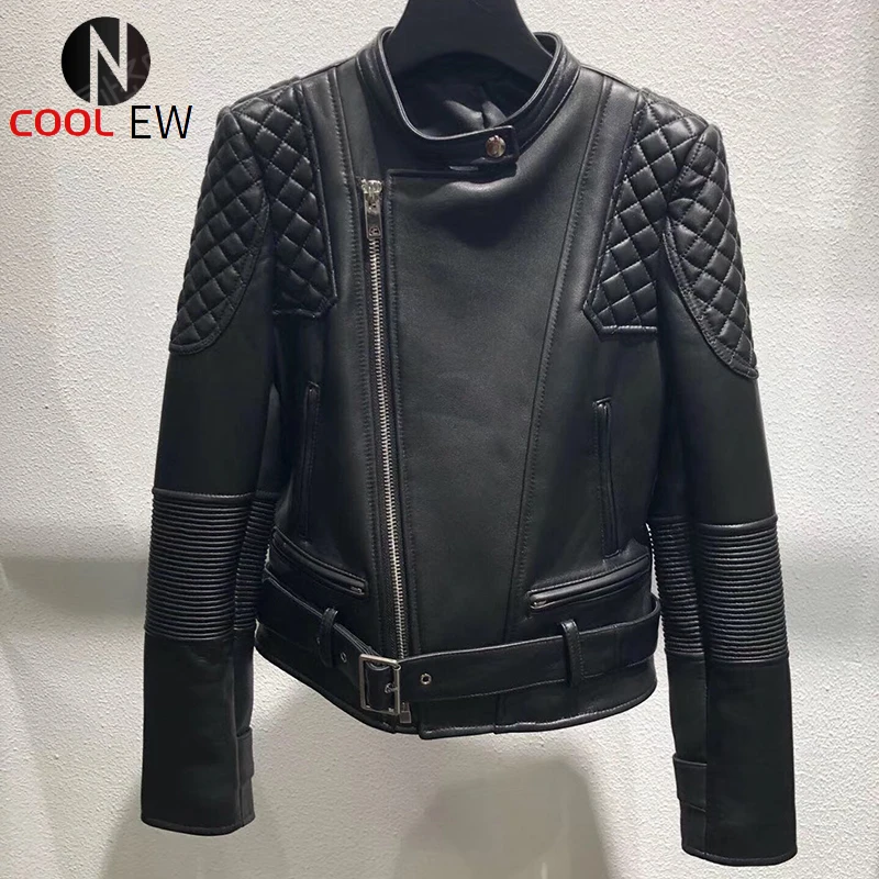

Real Leather jacket women 2021 new fashion short style biker jacket genuine sheepskin leather coats and jackets women