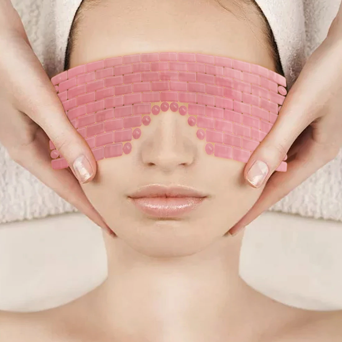 

Dropshipping 100% natural jade mask beauty Pink crystal natura eye mask Stone Anti-wrinkle Sleeping Face Massage Relaxation Tool